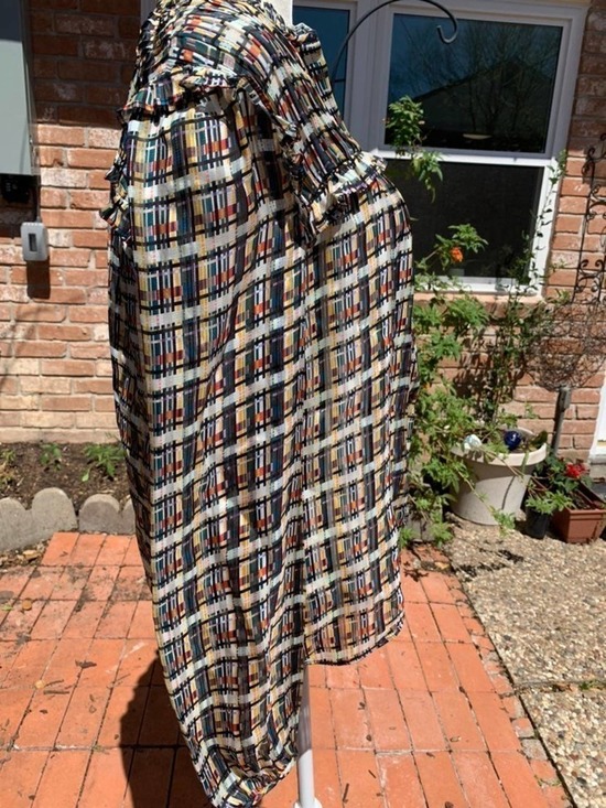 NWOT Marie Oliver 100% Silk Multi Colored Ruffle Plaid Blouse - Picture 5 of 8